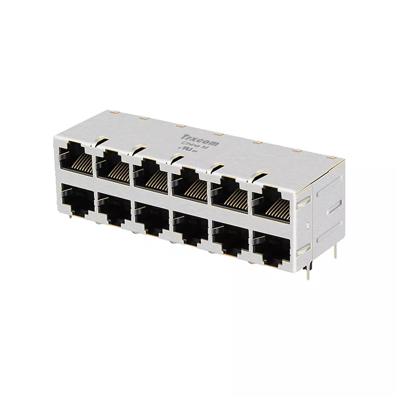 TRJG67547CNL 10/100/1000 Base-T 2x6 Port RJ45 Ethernet Connectors 10p8c Without LED