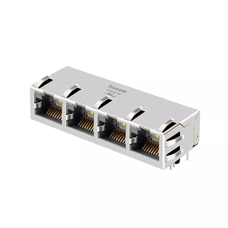 Pulse JG0-0035NL Compatible TRJG48831AENL 100/1000 Base-T RJ45 Jacks with Magnetics 1x4 Port Tab Up Green/Yellow LED