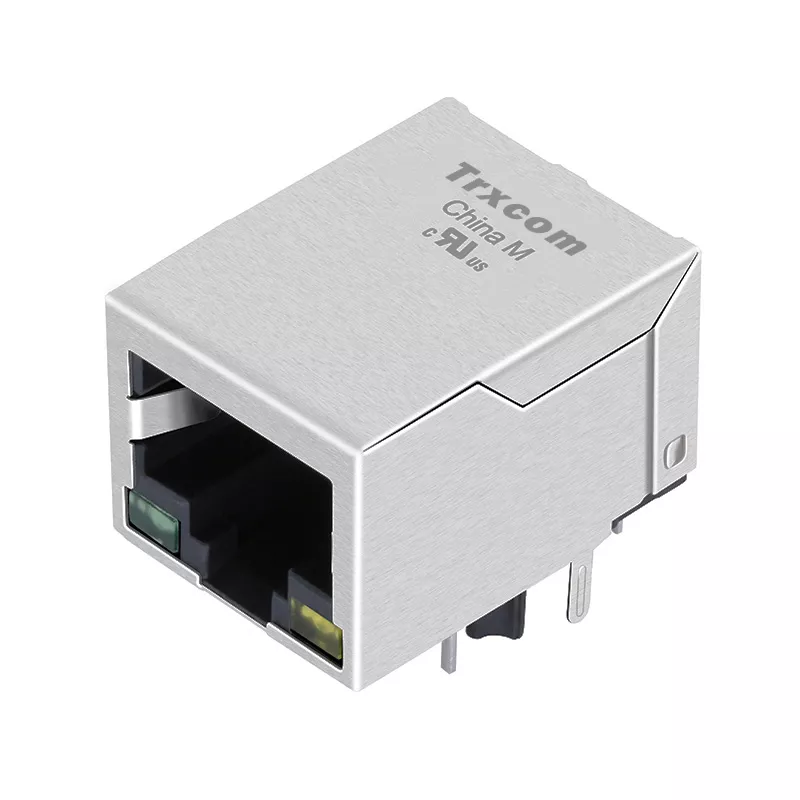 TRJM45125HENL 2.5G Base-T Single Port RJ45 PoE+ MagJack Tab Down With Green&Yellow Led