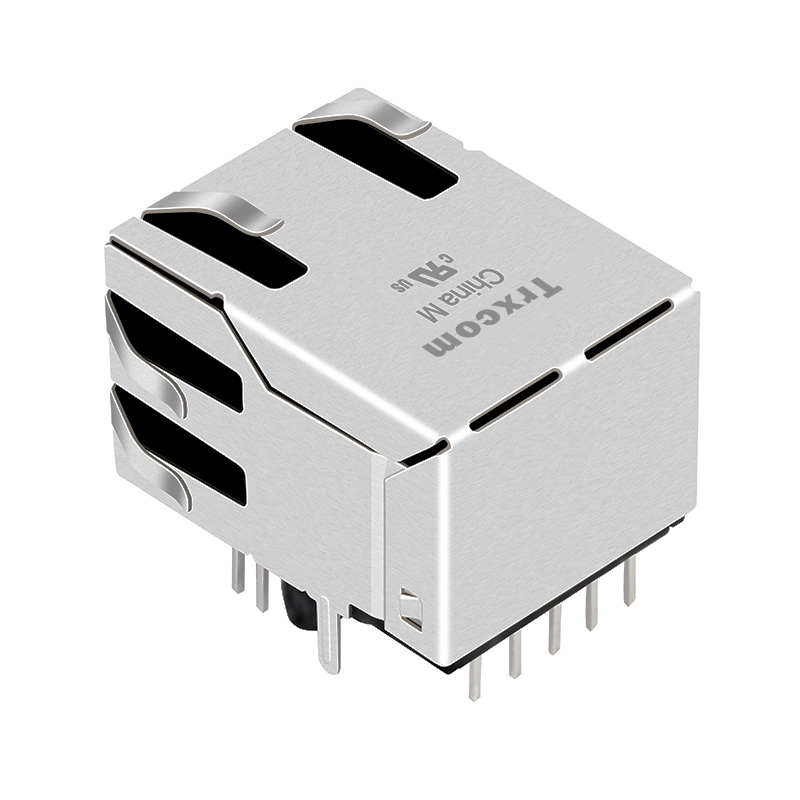 TRJM16402A37NL 2.5G Base-T Single Port RJ45 PoE+ MagJack Tab Up With Orange&Green/Yellow Led