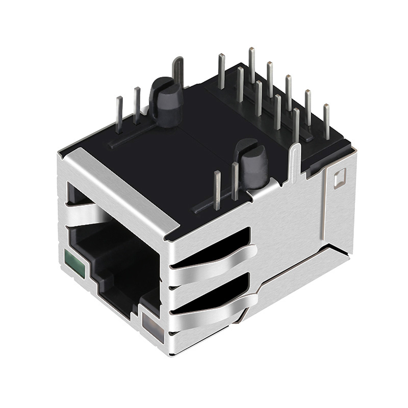 TRJM16402A37NL 2.5G Base-T Single Port RJ45 PoE+ MagJack Tab Up With Orange&Green/Yellow Led