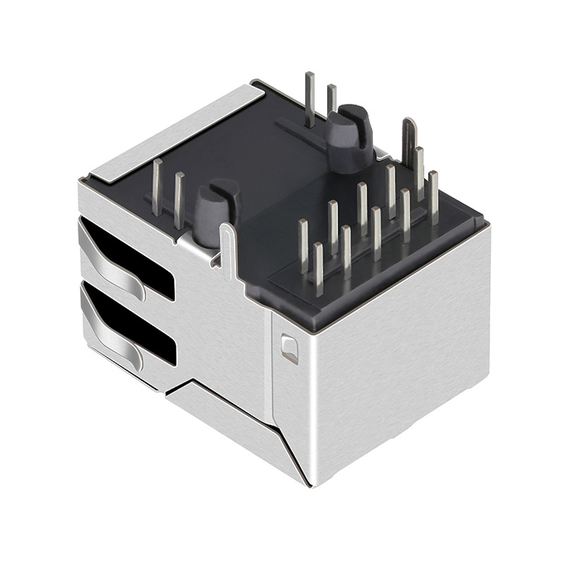TRJM16402A37NL 2.5G Base-T Single Port RJ45 PoE+ MagJack Tab Up With Orange&Green/Yellow Led