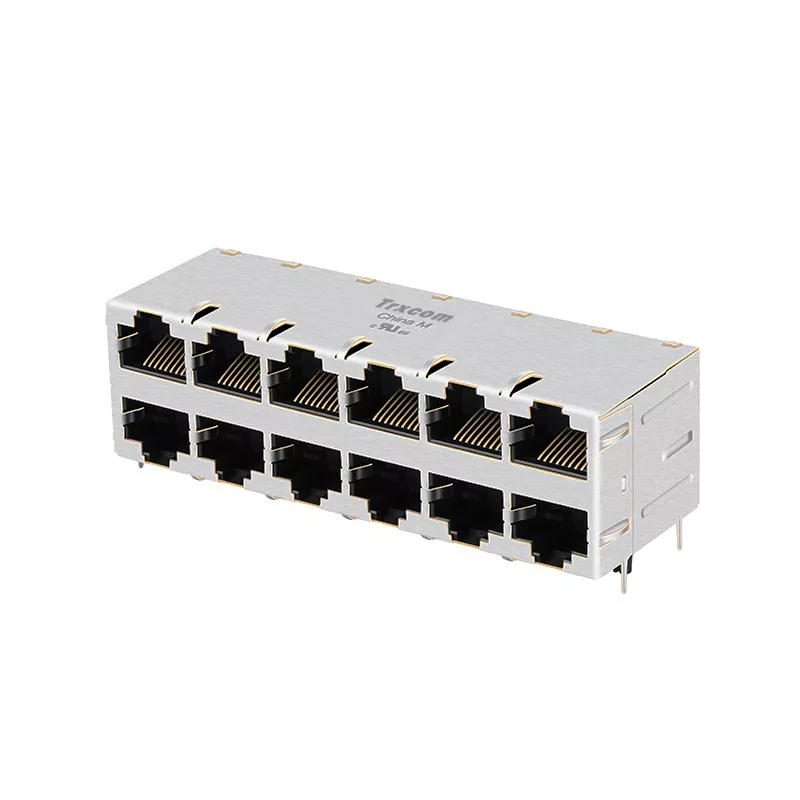 Trxcom TRJG67537CNL 100/1000 Base-T 2x6 Port 10P8C Stacked RJ45 Connectors Without Led