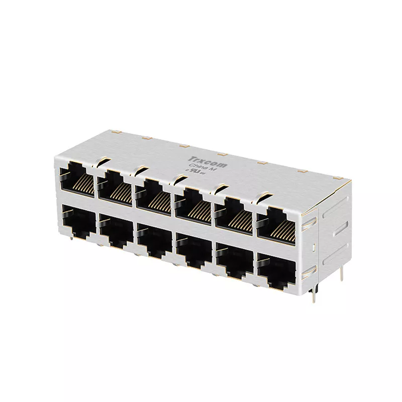 TRJG67548CNL 2X6 Port 100/1000Base-T RJ45 Connector with Integrated Magnetis