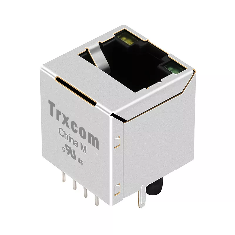 TRJD0012BENL 10/100Base-T Vertical RJ45 Connector pcb mount Green/Yellow LED