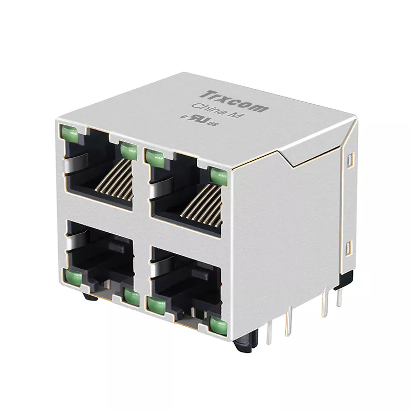 TRJG27664B92NL 2x2 Through Hole RJ45 Connectors With 1000 Base-T Integration Magnetic